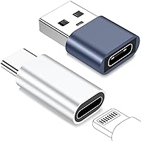 for Lightning to USB C Adapter & USB A to USB C Adapter (Blue+Silver, 2 Pack)