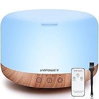 URPOWER 1000ml Essential Oil Diffuser Remote Control 5 in 1 Ultrasonic Aromatherapy Oil Cool Mist Humidifier Running 20 Hours with Adjustable Mist Mode/4 Timer Settings for Large Room Study Yoga Spa