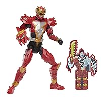 Power Rangers Dino Fury Dino Knight Red Ranger 15 cm Action Figure Toy with Dino Fury Key, Dino-Themed Accessory, Kids, Multicolor