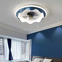 Fanps, Reversible Fans with Ceililights and Remote Dc Silent Fan Led Fan Ceililights with for Liviroom Bedroom Diniroom Fan Lighting/Blue/51 * 9.5Cm