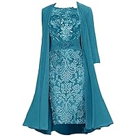 Mother of The Bride Dresses with Jacket Lace Formal Evening Gowns Tea Length Wedding Guest Dresses for Women