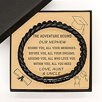 To Our Nephew From Aunt And Uncle, Stone Leather Bracelet, The Adventure Begins Behind You, Class Of 2023, Graduation Gifts For Nephew, Memorial Graduation Bracelet, Gift for him