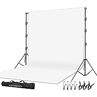SLOW DOLPHIN Photo Video Studio 10 x12ft 100% Cotton White Muslin Backdrop with 10 x 10ft Stand Photography Background Support System Kit Clamp, Clips,Carry Bag