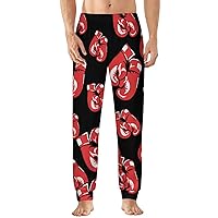 Red Boxing Gloves Men's Pajama Pants Soft Lounge Bottoms Lightweight Sleepwear Pants