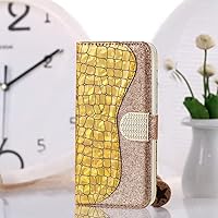 Wallet rhinestonesFlash Powder Leather Case for Samsung Galaxy A03S A12 A22 A32 A33 A51 A52 A53 A71 A72 A73 S22 S21 S20 Ultra Plus FE,Gold,Galaxy S21 Plus