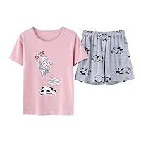 Vopmocld Big Girls' Lovely Sleepy Panda Sleepwears Cute Cartoon 2PCS Pajama Sets