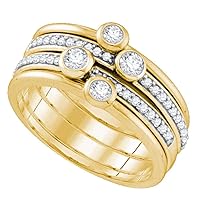 TheDiamondDeal 10kt Yellow Gold Womens Round Diamond Stackable Band Ring 1/2 Cttw