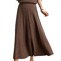 Women's 100% Solid Wool Dress Mid-Length High-Waisted Thin Cashmere Knitted All-Match Hip Skirt