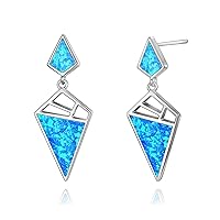 YFN Opal Earrings Sterling Silver Drop Stud Earring Blue/White/Pink/Abalone Shell Earrings Jewellery Gifts for Women Girls