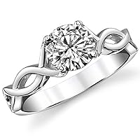 Bright Diamond 0.50Carats Round-Brilliant Cut Cubic Zirconia CZ Engagement Rings White Gold Plated Sterling Silver