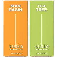 Oregano Oil for Toenail & Tea Tree Oil for Skin Set - 100% Nature Therapeutic Grade Essential Oils Set - 2x0.34 fl oz - Kukka