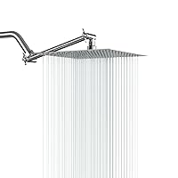 10 Inch Rain Shower Head with Extension arm,304 Stainless Steel High Pressure Bathroom Shower head with Solid Brass 11 Inch Adjustable Extension Arm,Chrome