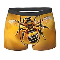 honey-bee Print Men's Boxer Briefs Underwear Trunks Stretch Athletic Underwear for Moisture Wicking
