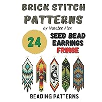 Brick stitch pattern Native American style Seed bead earrings Fringe: 24 projects Ethnic & Floral Collection Beading patterns - Gift for the needlewomen