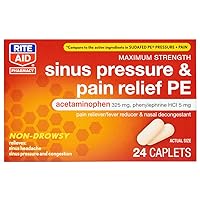 Sinus Pressure and Pain Reliever PE, Non-Drowsy - 24 Tablets | Sinus Relief | Pain Relief | Nasal Decongestant | Cold Medicine for Adults | Allergy Medication | Allergy Relief | Mucus Relief