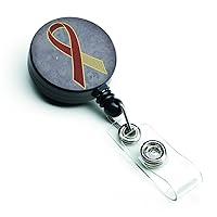 Caroline's Treasures AN1218BR Burgundy and Ivory Ribbon for Head and Neck Cancer Awareness Retractable Badge Reel for Nurses ID Badge Holder with Clip Retractable Employee Badge Holder, Belt Clip, Mul