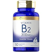 Vitamin B-2 | Riboflavin | 200mg | 150 Tablets | Vegetarian, Non-GMO & Gluten Free Essential Supplement