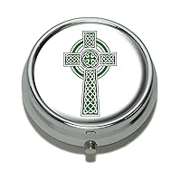 Celtic Christian Cross - Irish Ireland Scotland Scottish - Green White Pill Case Trinket Gift Box