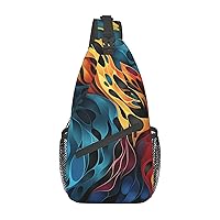 Rainbow Leopard Print Sling Bag Lightweight Crossbody Bag Shoulder Bag Chest Bag Travel Backpack for Women Men