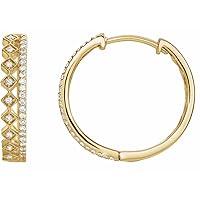 14k Yellow Gold 1/4 CTW Natural Diamond Geometric 18.75 mm Hoop Earrings Gift for Mothers Day