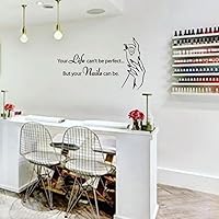 Makeup Nail Salon Vinyl Wall Stickers - Beauty Salon Wall Decals -Stylish Graphics for Artist Studio, Dressing Room, Girls' Bedrooms - Inspiring Murals and Decor for Women (Black-JZY002-Nails)