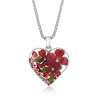 Ross-Simons Dried Flower Heart Pendant Necklace in Sterling Silver. 18 inches