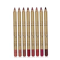 Lip Liner Pencil Kit, 8PCS Waterproof Smooth Lip Liner Long Lasting Retro Lipstick Pen With Golden Tube Sweat-proof Lips Cosmetic Set