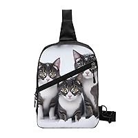 Cute Cat Pattern Sling Bag For Women And Men Fashion Folding Chest Bag Adjustable Crossbody Travel Shoulder Bag