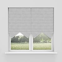 Foiresoft No Tools Pleated Fabric Shades, Temporary Window Blinds, No Drilling Self Adhesive Blinds, Easy to Cut and Install, Trim at Home, Cordless Blackout White, 47in X 94in, 3Pack