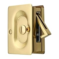 Premium Quality Mid-Century Pocket Door Privacy Lock Set in Polished Brass