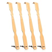 Renook Wooden Bamboo Back Scratcher, 4 PCS Polished Thick Extended Back scratchers for Adults Men Women Elderly, Large Long Handle Wood Massager Self-Treatment Back Itching Artifact