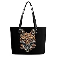 Fox Printed Purses and Handbags for Women Vintage Tote Bag Top Handle Ladies Shoulder Bags for Shopping Travel