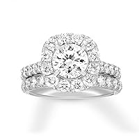 Gold 1-1/2ctw Moissanite Bridal Rings Sets for Women Simulated Diamond Engagement Ring Halo Her Wedding Anniversary Stacking Ring
