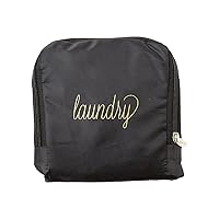 Miamica Soft Travel Laundry Bag with Zipper and Drawstring, Black & Gold, 21” x 22” – Keep Your Dirty Clothes Separate and Your Suitcase Organized – Expandable, Durable, and Foldable Laundry Bag