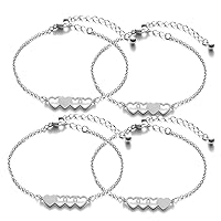 3 Sisters Bracelets Best Friends Necklace for 3 Set of 3 Heart Bracelets 3 BFF 3 Bestie Long Distance Friendship Gift
