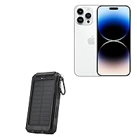 BoxWave Power Bank Compatible with Apple iPhone 14 Pro Max - Solar Rejuva PowerPack (10000mAh), Solar Powered Backup Power Bank 10000mAh - Jet Black