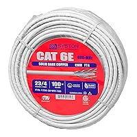 Cat6e Ethernet Internet Cable - 100 FT，600MHz 23AWG Solid Bare Copper Wire Outdoor/Indoor Suit, No Ends 10 Ft to 1000 Ft Available, Heat Resistant Riser Rated - CMR