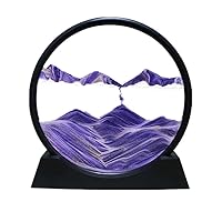 Anxus Moving Sand Art Picture in Motion Round Glass 3D Deep Sea Sandscape Display Flowing Sand Frame, Sensory Relaxing Desktop Home Office Work Desk Decor(7