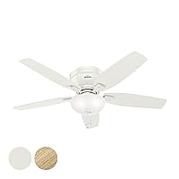 Hunter Fan 52 inch Low Profile Fresh White Ceiling Fan with LED Bowl Light Kit (Renewed)