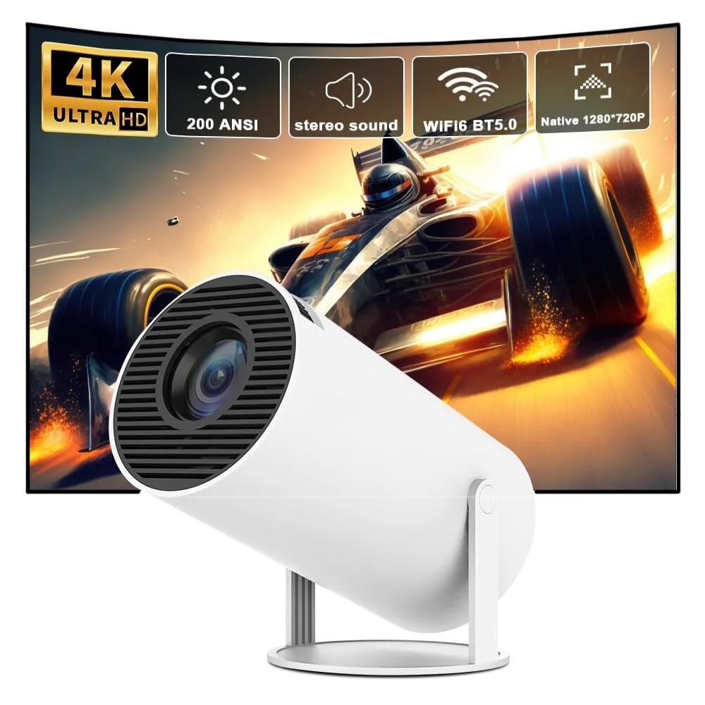 4K Mini Projector With WiFi And Bluetooth, 180° Rotation & Auto Keystone,1080p/200ASIN Portable Projector For Phone/PC/Lap/PS5/Stick, Smart Home Cinema Projector HDMI