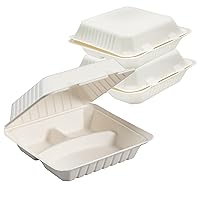 100% Compostable 3 Comp Take Out Food Containers 9x9