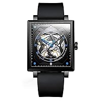 SOLLEN Square Skeleton Mechanical Watch Retro Luxury Automatic Watch Waterproof Watch with Sapphire Glass