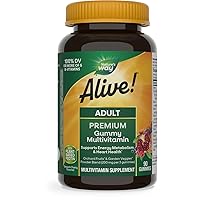 Alive! Adult Premium Multivitamin Gummy, Full B-Vitamin Complex, Supports Energy Metabolism & Heart Health*, 90 Gummies (Packaging May Vary)