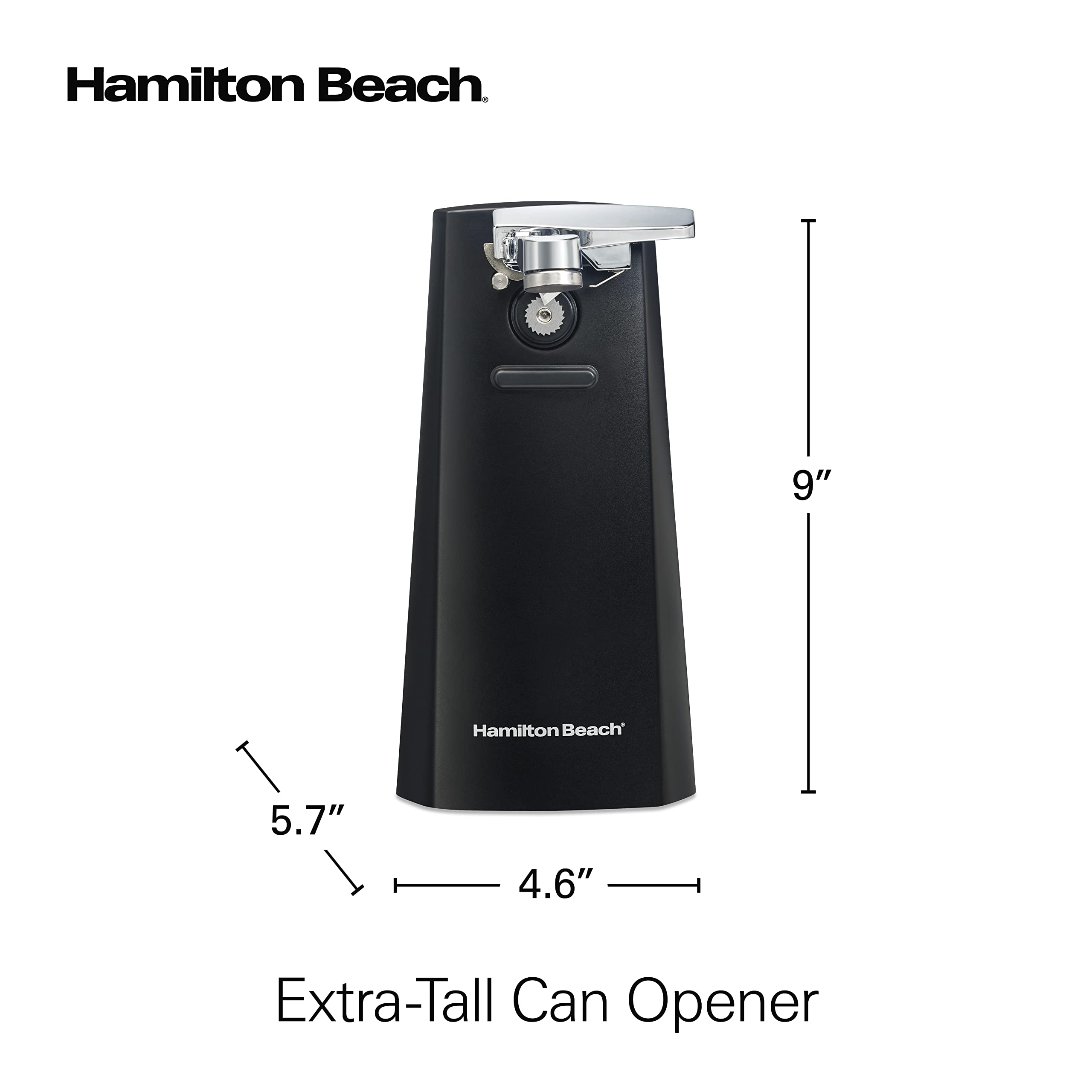Hamilton Beach Electric Automatic Can Opener with Easy-Clean Detachable Cutting Lever, Cord Storage, Knife Sharpener, Black (76702)