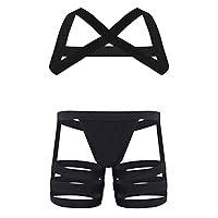 Men's Half Body Chest Harness Jockstrap Nylon Lingerie Set with Metal O Ring Underwear