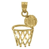 10k Gold Unisex Basketball Height 20.9mm X Width 11.9mm Sports Charm Pendant Necklace Jewelry Gifts for Women