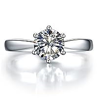 8.0mm Engagement Ring 2CT Test Positive Solid 14K White Gold Moissanite Women's Diamond Wedding Band