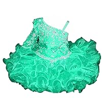 Little Baby Girls' One Shoulder Beaded Infant Miss National Pageant Cupcake Birthday Toddler Dress