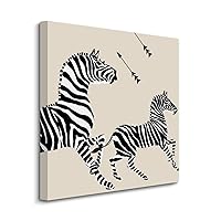 Yelolyio Canvas Wall Art Zebra Decorative Beige Background Picture Prints, Rustic Modern Painting Artwork Gallery Canvas Print Poster for Home Office Living Room Bedroom Bathroom Decor 16x16 Inch