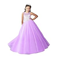 Girls Scoop Crystals Ball Gowns Long Pageant Dresses